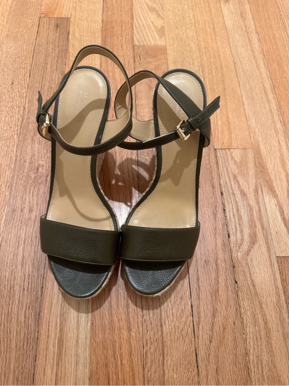 MICHAEL Michael Kors Olive Green Leather Ankle-Strap Heels